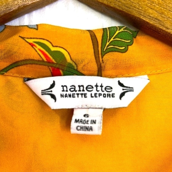 Nanette Lepore - Multi Colorful Floral Gold Boho Long Sleeve Midi Dress Size 6 - Picture 13 of 15